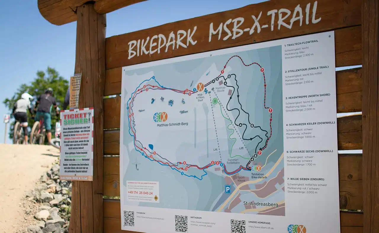 Harz-BnB Werkmeister - Streckenübersicht im MSB-X-Trail-Bikepark in St. Andreasberg