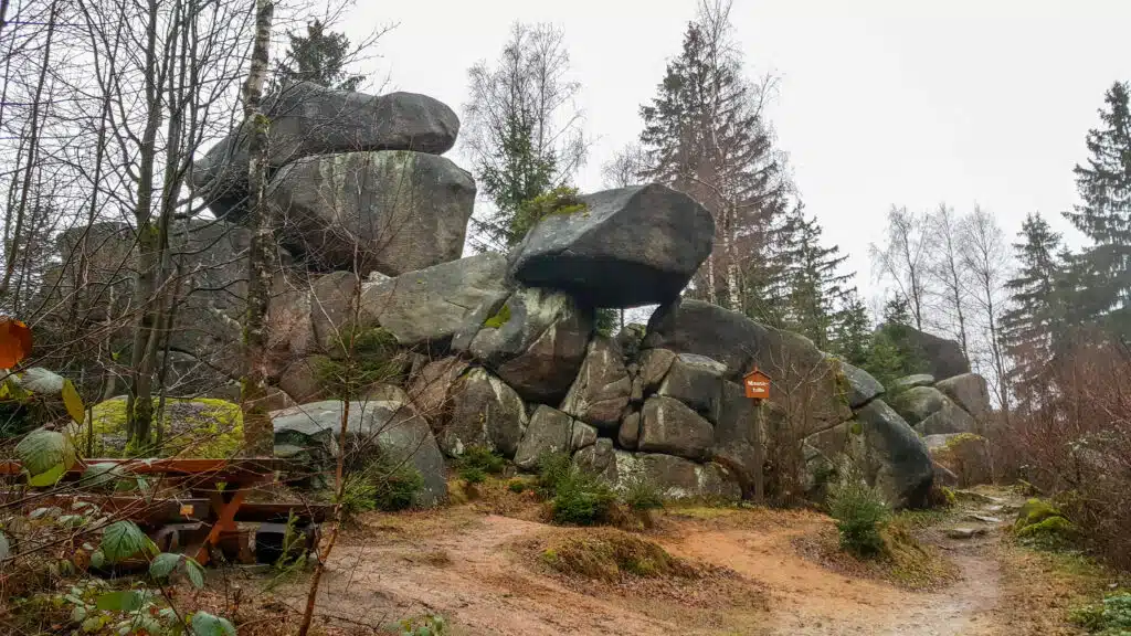 Mountainbike- & Outdoor-Sport-Unterkunft Harz-BnB Werkmeister - Mausefalle, Felsen bei den Kästeklippen beim Okertal im Harz