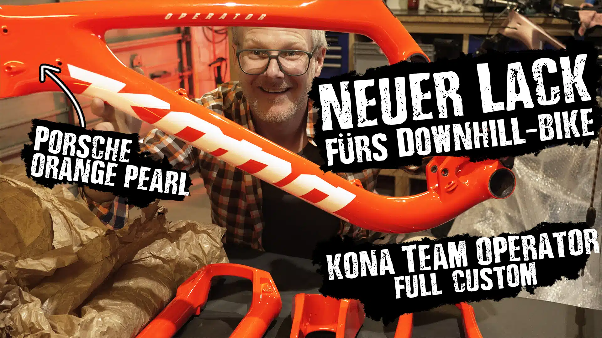 Harz-BnB Werkmeister - Blog-Titelbild - Neuer Lack fürs Downhillbike - Kona Team Operator Full Custom